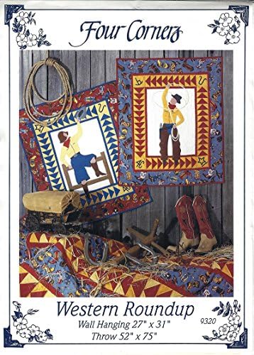 Four corners Designs Pattern 9320 "Western Roundup" Wall Hanging 27" x 31" or Throw 52" x 75" Machine Applique and Quilted Detail are Optional