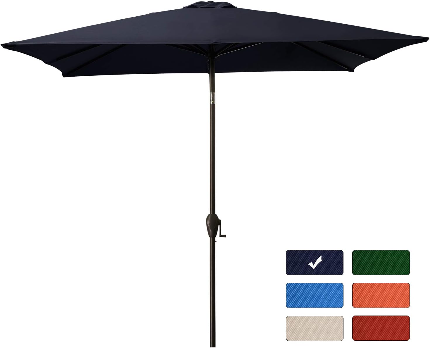 Amazon Com Bumblr Rectangular Patio Umbrella 7 5ft X 7 5ft Outdoor Market Umbrellas With Push Button Tilt Crank Lift 8 Sturdy Square Ribs Navy Garden Outdoor
