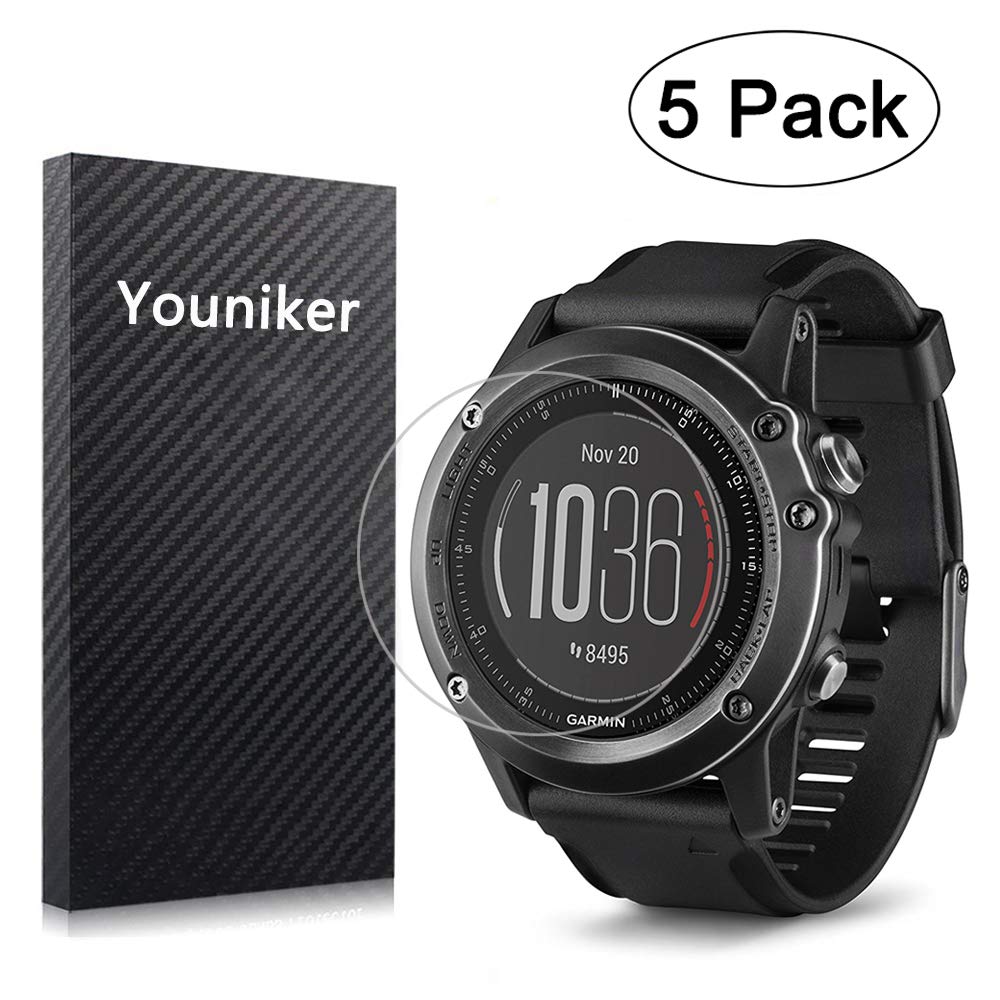 Youniker 5 Pack for Garmin Fenix 3 HR Screen Protector for Garmin Fenix 3 HR Screen Protector Foils for Garmin Fenix 3 Crystal Clear HD, Full Coverage,Anti-Scratch, Anti-Fingerprint,Bubble Free Film