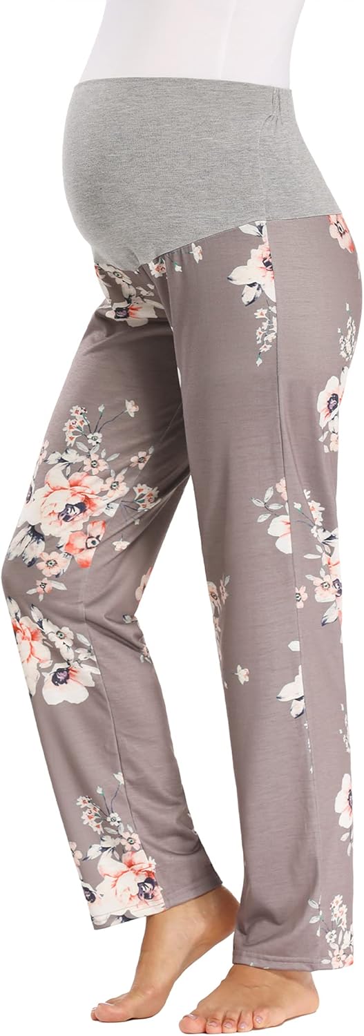 GLAMIX Women's Maternity Lounge Pants Over Belly Sweatpants Pregnancy Soft Pajama Yoga Work Long Pants at  Women’s Clothing store