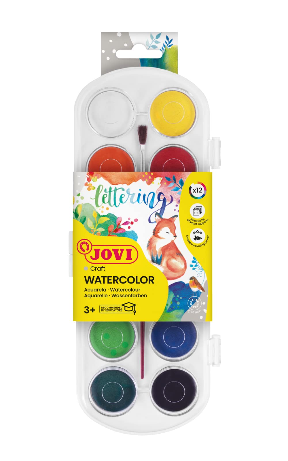 Jovi Watercolour Case with 12 x 30 mm Tablets Assorted Colours (830/12)