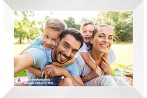 Anna Bella Digital Picture Frame 10.1 Inch IPS HD Touch Screen WiFi Smart Digital Photo Frame with 32GB Storage, Auto-Rotate, Easy Setup to Share Photos or Videos Remotely via AiMOR APP White