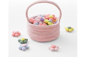 POP FIZZ DESIGNS Flower Girl Gift-Plush Flower Toss Set | Includes Embroidered Basket and 26 Plush Flowers | Practice Set for Weddings