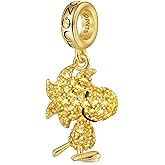 GNOCE Peanuts Woodstock Pave Diamond Pendant Dangle Charm for Women, S925 Sterling Silver Dangle Charms for Women Wife, Valentine‘s Day, Mother’s Day Jewelry