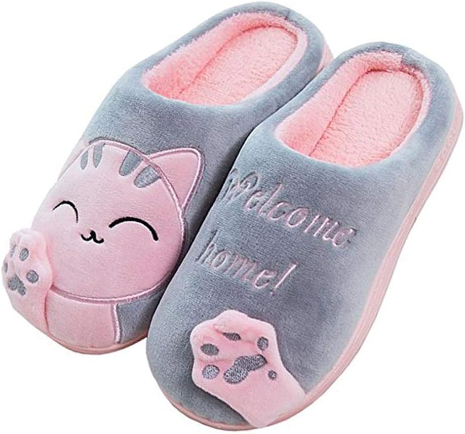 Girls Slippers Hard Sole Winter Comfy Warm Cotton Slipper Indoor Faux Fur Shoes for Kidls Ladies