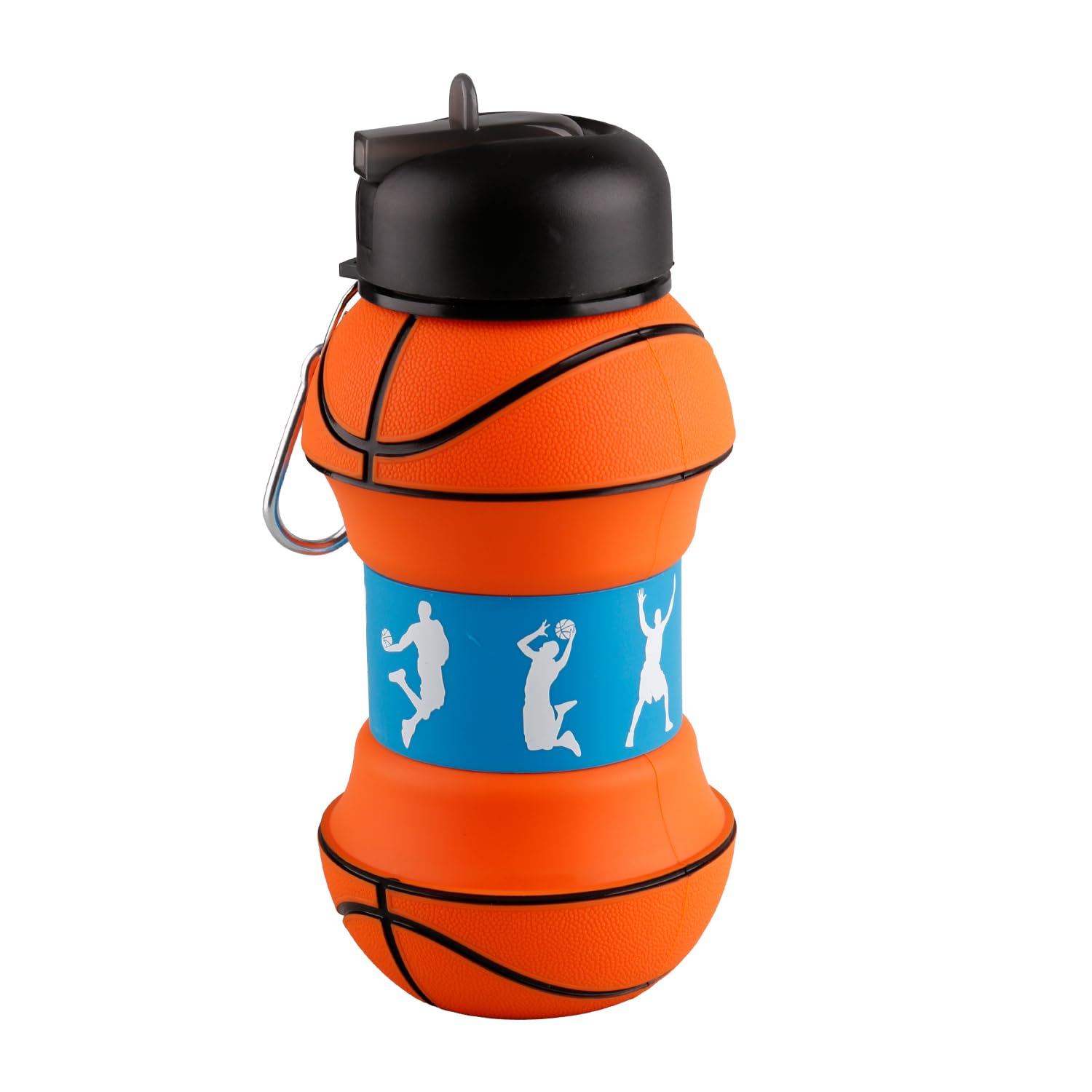 Thyonta 550ml Silicone Collapsible Ball-Shaped Water Bottle Leak-Proof and Impact-Resistant Design Portable and Durable Sports Cup for Outdoor Activities (Basketball)