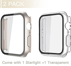 Misxi 2 Pack Hard PC Case with Tempered Glass