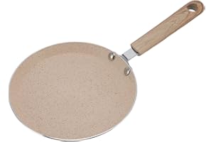 Nonstick Crepe Pan, Durable Aluminium Alloy, Easy-Clean Surface, Wood Handle, Gas Stove & Induction Cooker Compatible, 7in (1
