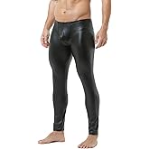 QiaTi Men's Tight Pants Faux Leather Men Leggings Long Trousers PU Skinny Slim Pants Club Dance for Men