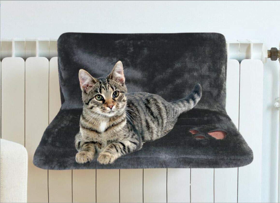 ALAYSTAR Strong and Durable Cat Kitten Puppy Pet Animal Hanging Radiator Bed Warm and Cosy - Warm Fleece Basket Cradle Hammock (BLACK)