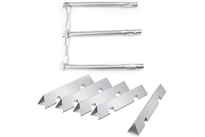 RuiTEERS 7636 Flavorizer Bars and 69787 Grill Burner Tube for Weber Spirit I & II 300 Series E-310 E-320 E-330 S310 S320 S330 (Front-Mounted Control), 15.3" Heat Plates & 18" Burners, Stainless Steel