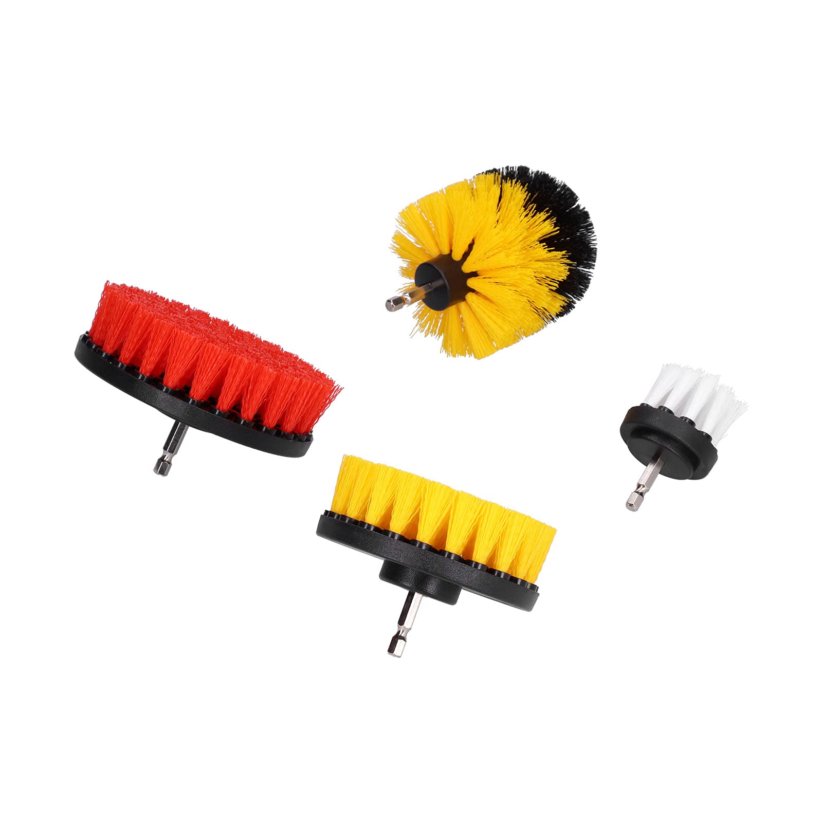 Drill Brush Kit Plastic Brush Attachment Floor Drill Brush Household 4Pcs Removal Wall Cleaning Drill Brush Set Handle Cleaning Flooring Sweeping Household Brush for Removing