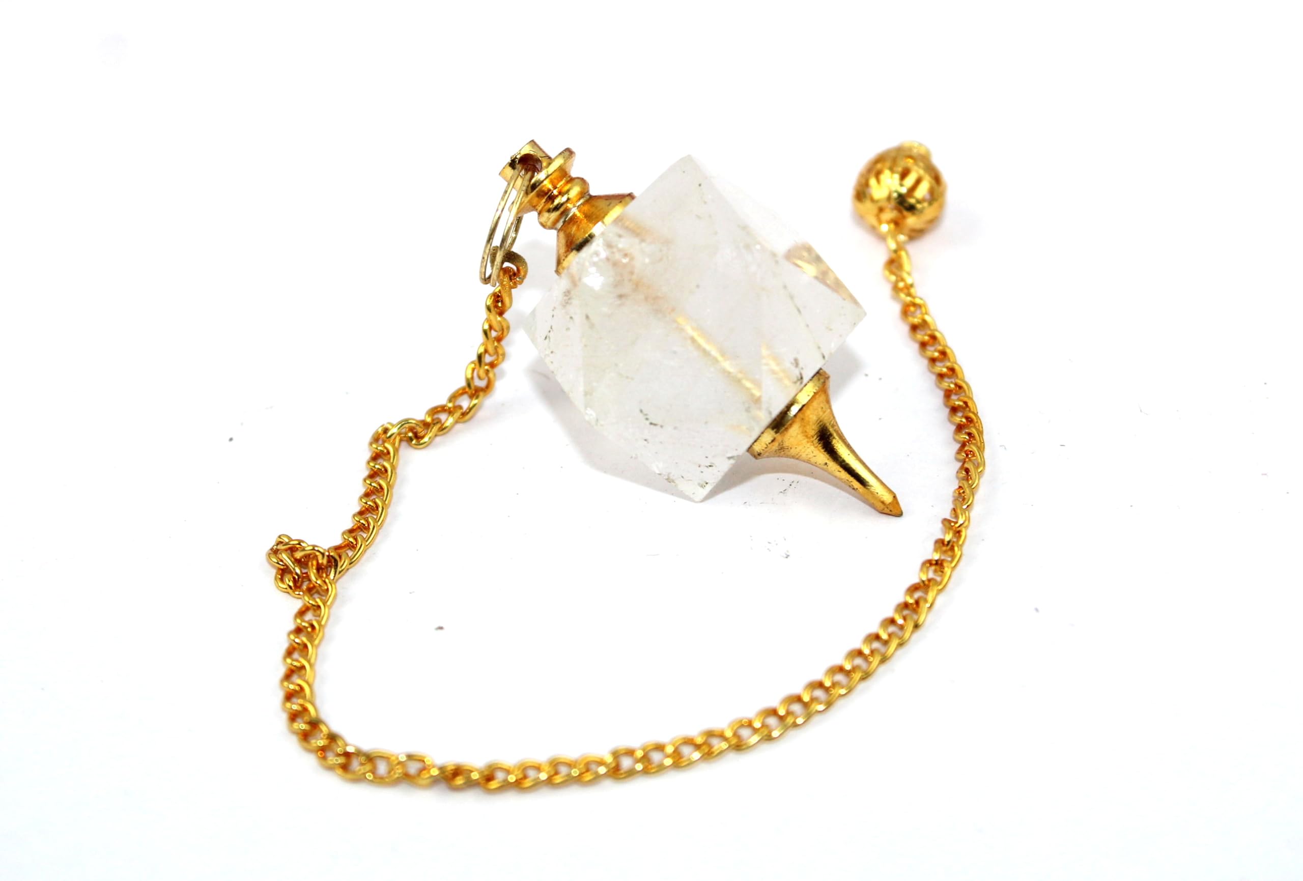 Jet International Beautiful Crystal Quartz Hexagon Shaped Pendulum Top Quality A++ Authentic Genuine