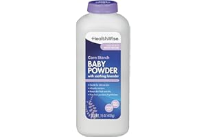 HealthWise Corn Starch Baby Powder | Soothing Lavender Scent | Talc Free | Paraben & Phthalate Free | Absorbs Moisture | 15 oz (425g)