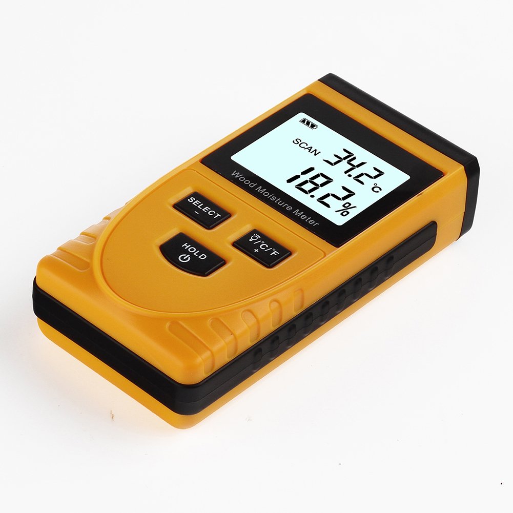 RGBS Inductive Wood Moisture Tester Digital LCD Display Induction Timber Moisture Meter Temperature Tester