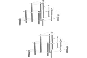 YestBuy 2 Pack Acrylic Risers Display Stand for Pop Figure, 3 Tier Clear Acrylic Cupcake Stand, Half Moon Dessert Stand for Display Or Collections (Advertising Nail)