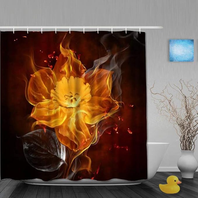 NISENASU Duschvorhang 180 * 180,Flame Flower Abstract Floral