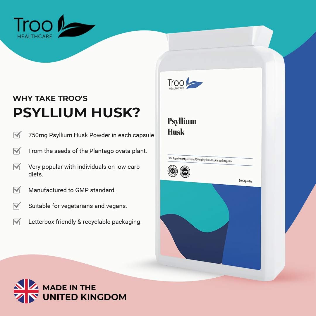 Troo Health Care Psyllium Husks Supplement (750 mg) - 90 Capsules - Suitable for Vegetarians and Vegans, Unidentfied - Image 5