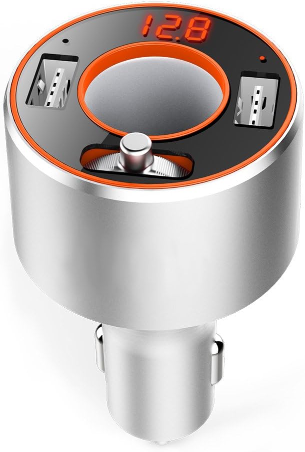 Acekool Mini Bluetooth FM Transmitter Car Quick Charger 2 in 1, Hands-free Car Kit Wireless Radio Audio Transmitter Adapter with Cigarette Lighter and 3.4A Dual Blind USB