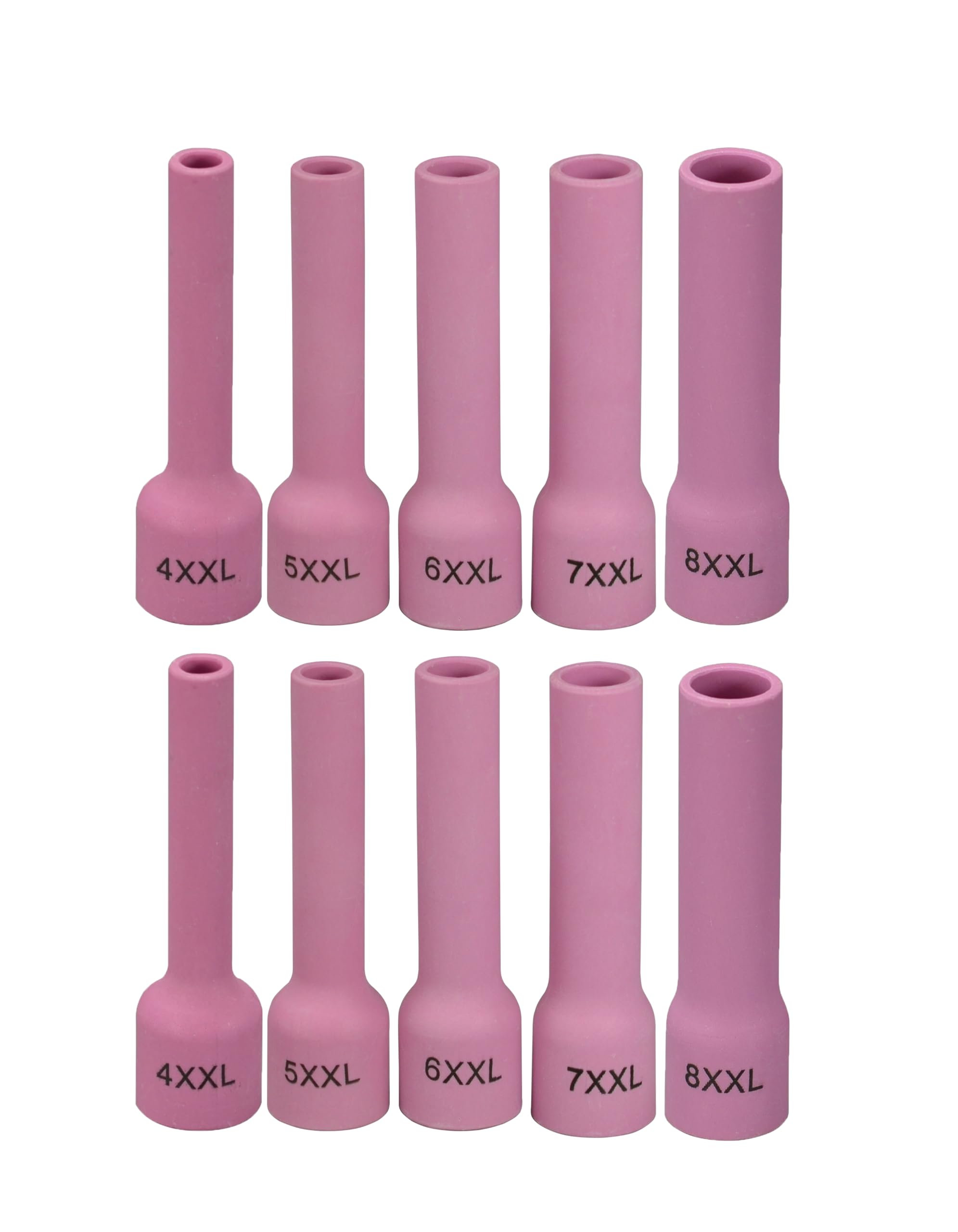 RIVERWELD TIG Alumina Nozzle Ceramic Cups Extra Long 53N61S 8XXL 12.5mm, 53N61 7XXL 11.0mm, 53N60 6XXL 9.5mm, 53N59 5XXL 8.0mm, 53N58 4XXL 6.5mm DB SR WP 9 17 18 20 25 26 TIG Welding Torch 10pcs