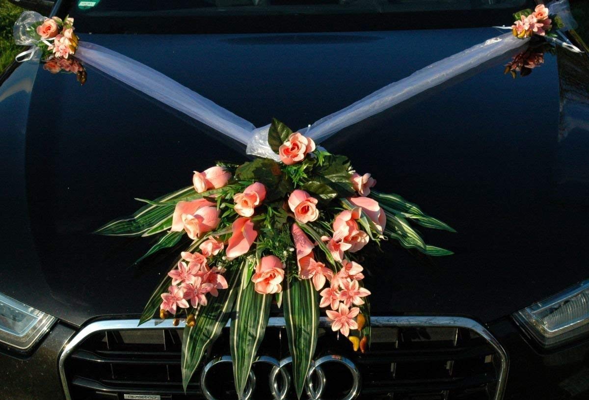 Spitze Strauss car jewellery rose decoration wedding Lachs 5 — image 1
