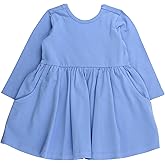RuffleButts Baby/Toddler Girls Knit Long Sleeve Twirl Dress with Pockets