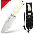 JEO-TEC Nº3 Bushcraft Survival Knife | Full Tang Fixed Blade Outdoor Edc Camping Gear Utility Hunting Knives | Kydex Cordura Sheath | Steel Fire Starter Scraper | Gift For Him