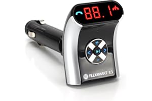 GOgroove FlexSMART X3 Mini Bluetooth Car Adapter for Handsfree Calling, USB Charging, Music Controls for Smartphones, MP3 Players - Aux Bluetooth Adapter for Car - FM Radio Transmitter (Updated 2023)