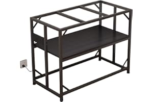 METYERRY Sturdy Metal Aquarium Stand with Power Outlets, Adjustable Storage Cabinet - 660LBS Capacity, Black - Suitable for 40 Gallon Fish Tank, Turtle Tank, Fish Tank Accessories - Perfect Fish Tank Stand for Organization and Convenience