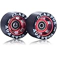 CLAS FOX 95A Speed/Derby Wheels Aluminum Roller Skate Wheels Indoor Roller Replacement wheel (Set of 8) (Black PU Red Core)