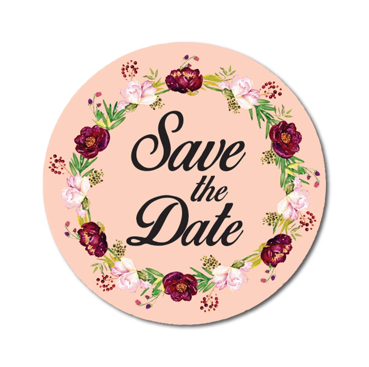 Darling Souvenir 45 Pcs Floral Wreath Pale Pink Round Save The Date Stickers Envelope Seals-1.6 Inches