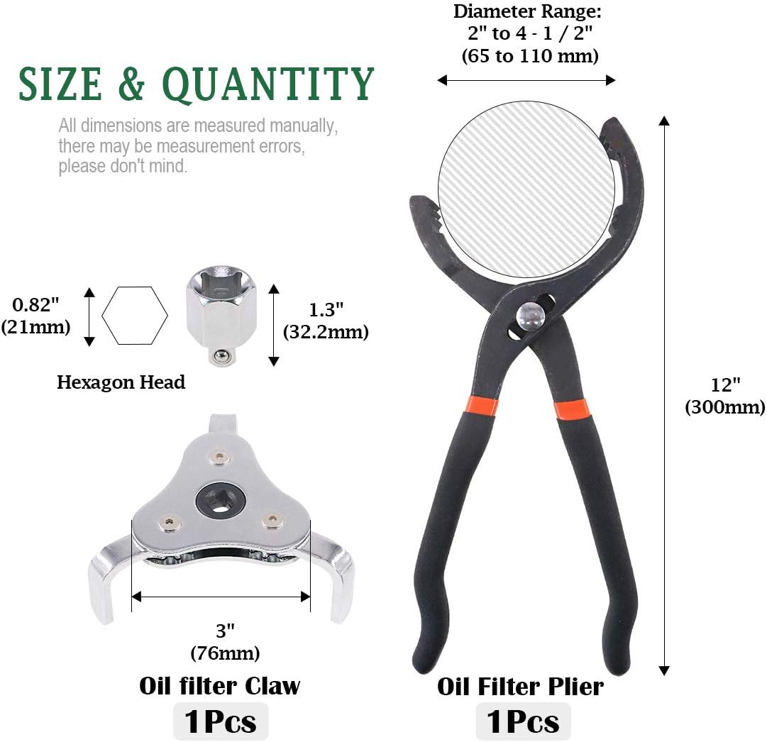 Keadic 2 Pieces 12 Inch Long Handle Oil Filter Plier and Universal Adjustable 3 Jaw 2 Way Oil Filter Wrench Remover Tool Set Perfect for Motorcycles Cars Trucks and More - Image 3