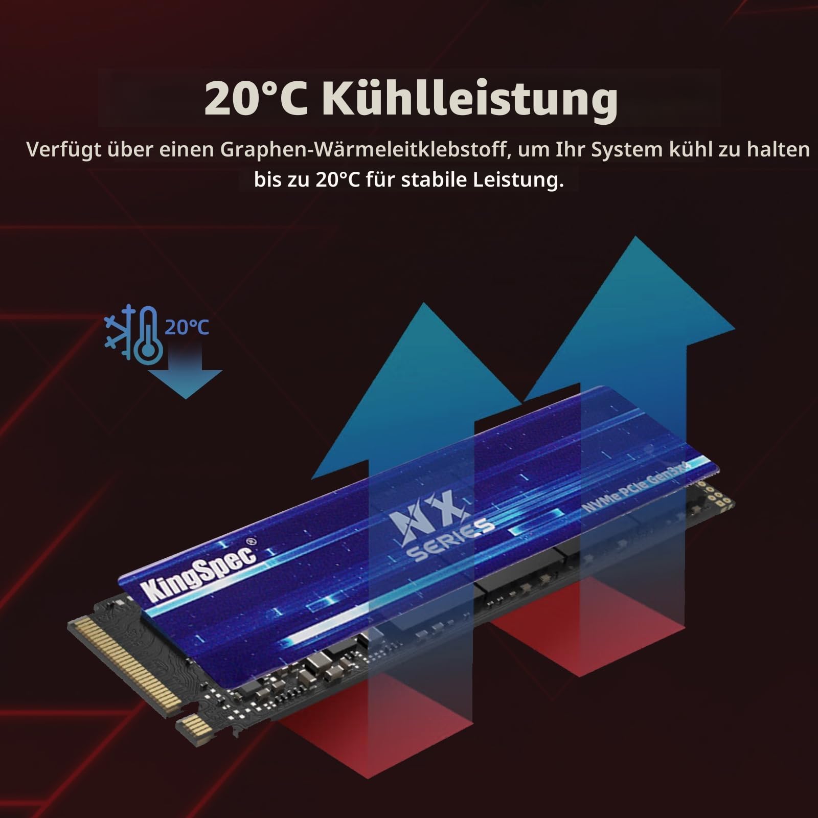 KingSpec NX-2280 512GB SSD NVMe M.2 PCIe 3.0 Gen 3x4 Gaming Solid State Drive, Up to 3500MB/s Read, 3D NAND Flash Internal SSD for Desktop/Laptop 4