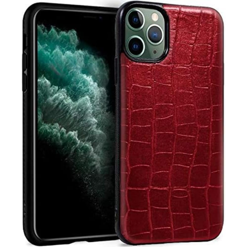 Cool Case for iPhone 11 Pro Max Leather Crocodile Red