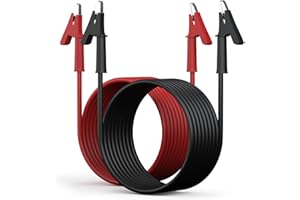 DROK 14 AWG Test Leads with Alligator Clips - Pack of 2 Multimeter Alligator Clips with Wires 19A, 3m/9.84 ft 14 Gauge Wire