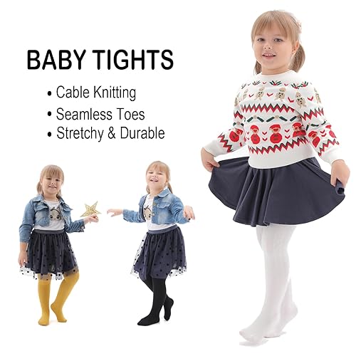 EPEIUS Little Girl Tights Toddler Baby Girl Seamless Cable Knit