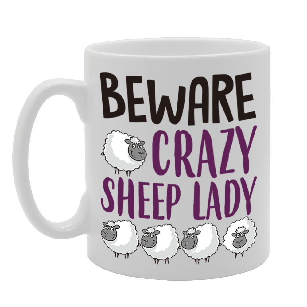 Coralgraph Inc MG4219 Beware Crazy Sheep Lady Novelty Gift Printed Tea Coffee Cermic Mug
