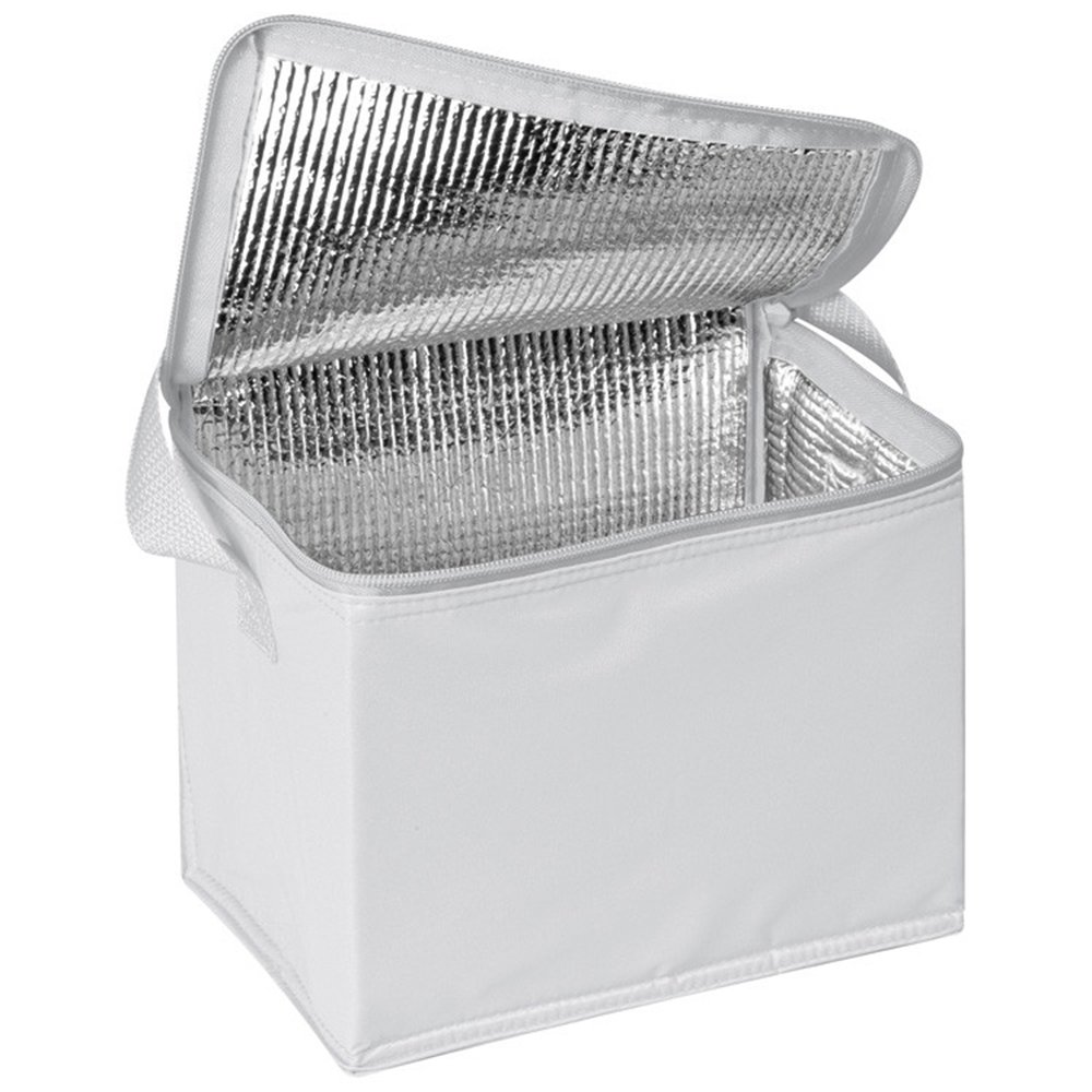 Thermal Insulated Portable Cool Canvas Stripe Lunch Picnic Totes Carry Case Bag (Large, White) — image 1