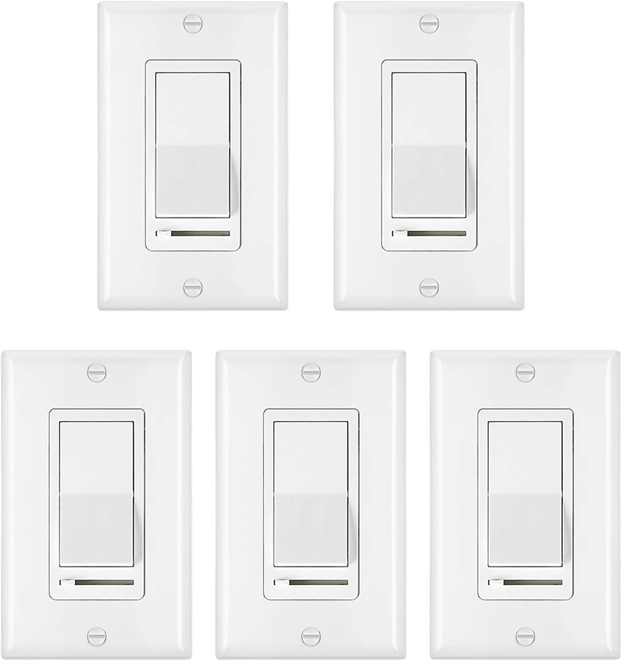 (5 Pack) CML Dimmer Light Switch for LED Lights, Single Pole or 3 Way, 120V, 3-Year Warranty, UL Listed: Industrial & Scientific