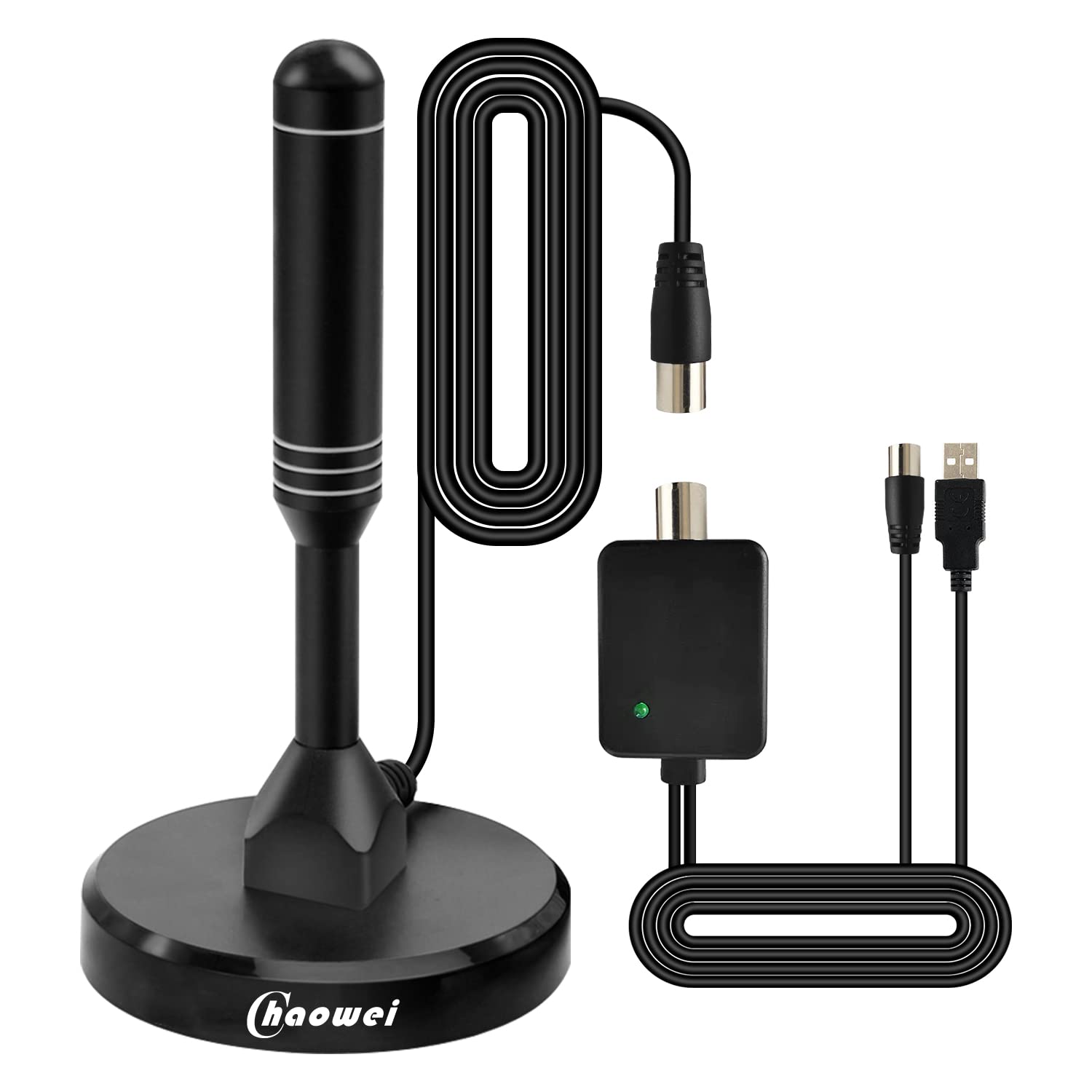 2025 Amplified TV Aerial with External Signal Booster-250+ Miles Range High Gain Freeview Aerial with Magnetic Base for Smart & Older TV