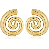 ENSKEFEN Irregular Gold Stud Earrings for Women Hammered Silver Stud Earrings Statement Geometric Earrings Vintage Gold Earrings