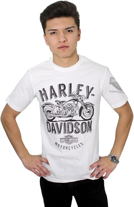 Harley-Davidson Mens Siente la Rumble motocicleta playera blanca manga