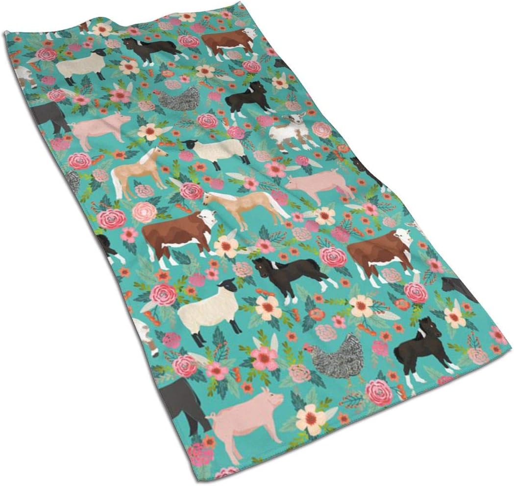 Farm  Animals  Cow Sheep Goat Chick Kitchen Towels - Dish Cloth - Machine Washable Cotton Kitchen Dishcloths,Dish Towel & Tea Towels for Drying,Cleaning,Cooking,Baking