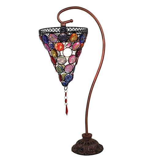 Southeast Asian Rustic Hand Beaded Table Lamps Halori Conical