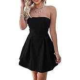 Krumba Strapless Pleated Women Dress: Zip-up Backless Bow Mini - Summer Trendy Clothes for Wedding Guest Beach Vacation Club