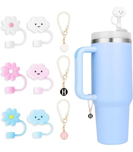 Lavender Stanley Cup Accessories 12-Pack Stanley Cup Straw Covers – Purple Silicone Toppers 3 Charms Stanley Cup Accessories Purple