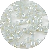 Mulutoo 100Pcs 8MM Glass Cube Crystal Beads - Square Faceted Glass Beads with Hole Spacer for Bracelets, Necklace, Earring Making Supplies (18-Ivory AB)