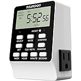 Outlet Timer, NEARPOW Dual Digital Light Timer with 2 Independently-controlled Outlets, 18 ON/OFF Programs, 24-Hour and 7-Day
