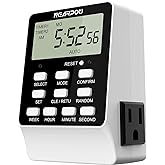 Outlet Timer, NEARPOW Dual Digital Light Timer with 2 Independently-controlled Outlets, 18 ON/OFF Programs, 24-Hour and 7-Day Programmable,Indoor Heavy Duty Electrical Timer Switch, 3 Prong, 15A/1800W