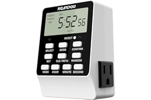 Outlet Timer, NEARPOW Dual Digital Light Timer with 2 Independently-controlled Outlets, 18 ON/OFF Programs, 24-Hour and 7-Day Programmable,Indoor Heavy Duty Electrical Timer Switch, 3 Prong, 15A/1800W